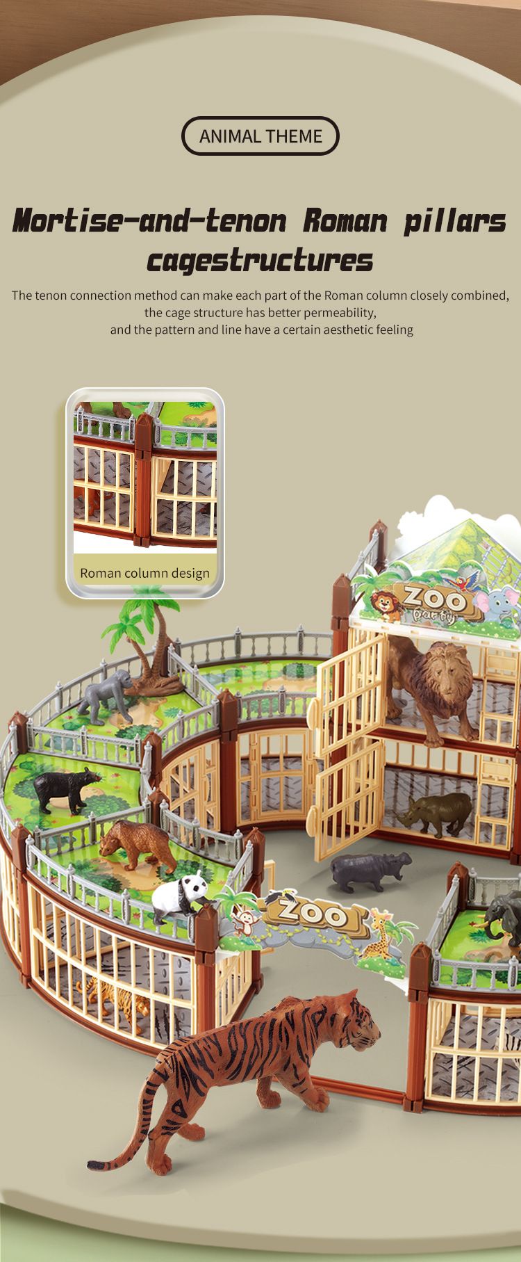 Mother & Kids DIY Dinosaur Park Playset With Realistic Animal Figures & Battle Arena – Educational STEM Toy For Kids Ages 4-6, Creative Building Fun_voghion.com
