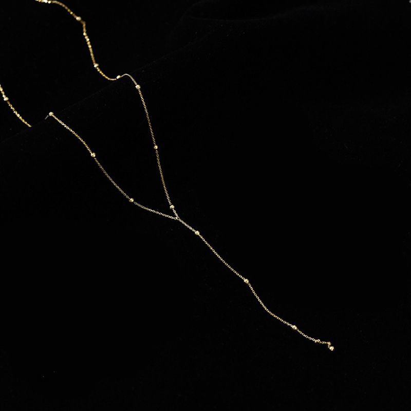 Colar feminino ANENJERY com contas de prata esterlina, corrente para clavícula, simples e longa, joia para festa_voghion.com