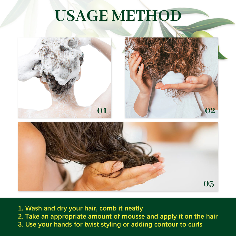 Olijfolie Beautiful Hair Styling M Krullend haar Styling Hydraterend en rolbescherming Styling Duurzaam en anti-fury-vochtinbrengend_voghion.com
