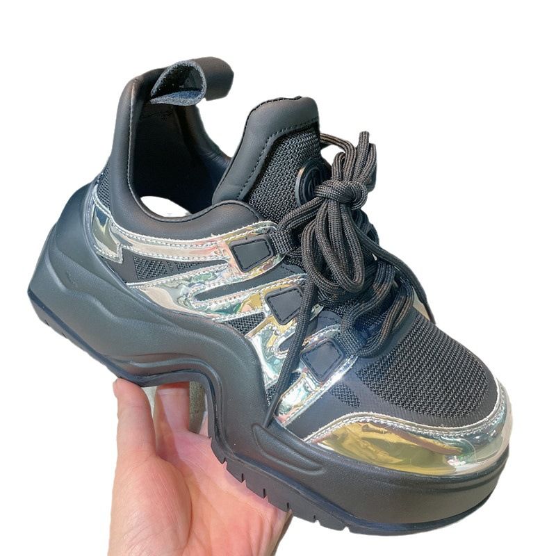 Scarpe casual da donna con punta tonda e lacci, con suola spessa, con aumento di altezza, autunno inverno 2025, nuove_voghion.com