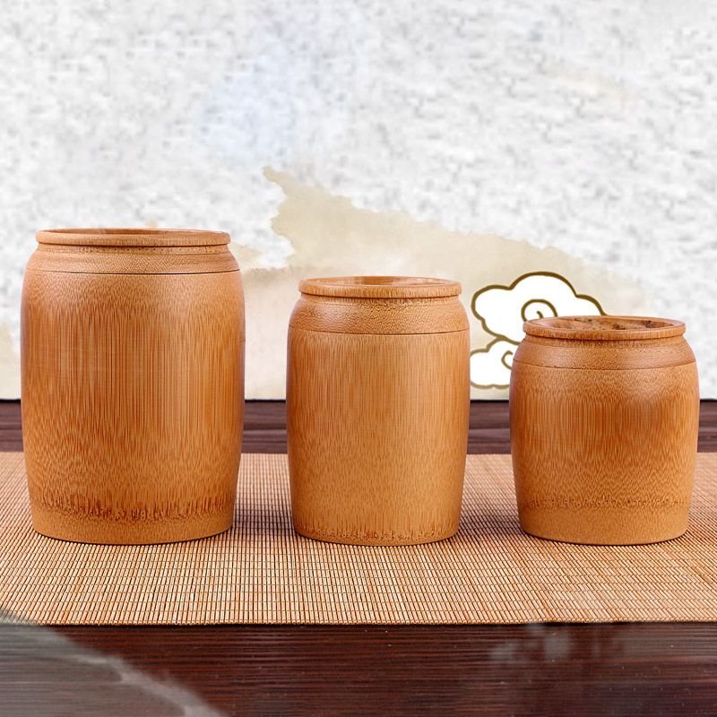 Portable Bamboo Tea Canister Travel Food Storage Candy Jar Container Box for Tea Coffee Beans Nuts Spices_voghion.com