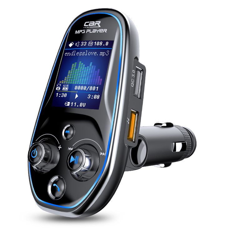 Transmisor FM para coche, reproductor MP3, receptor de audio auxiliar QC3.0, tipo C, carga rápida, cargador USB, manos libres, Bluetooth 5.0, kit para coche_voghion.com