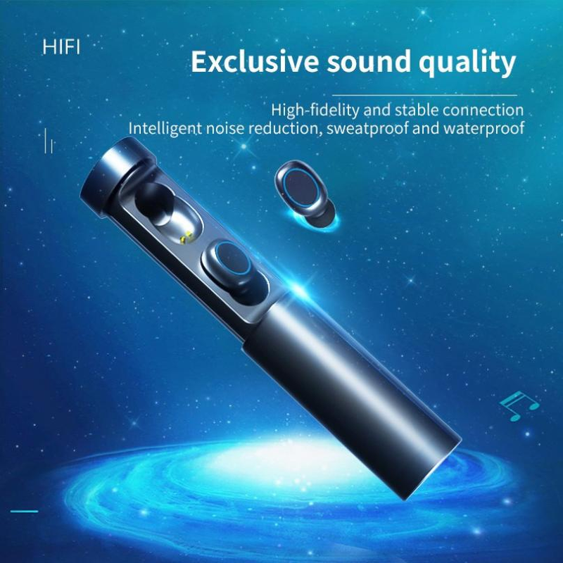 New Private Model N21 Wireless Cylinder Mini Sports In-Ear Bluetooth Earphones TWS LED Display_voghion.com
