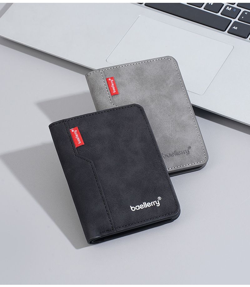 New Men's Wallet With A High-end Feel, Frosted PU Card Holder, Simple Vertical ID Card Holder, Small Wallet For Men_voghion.com