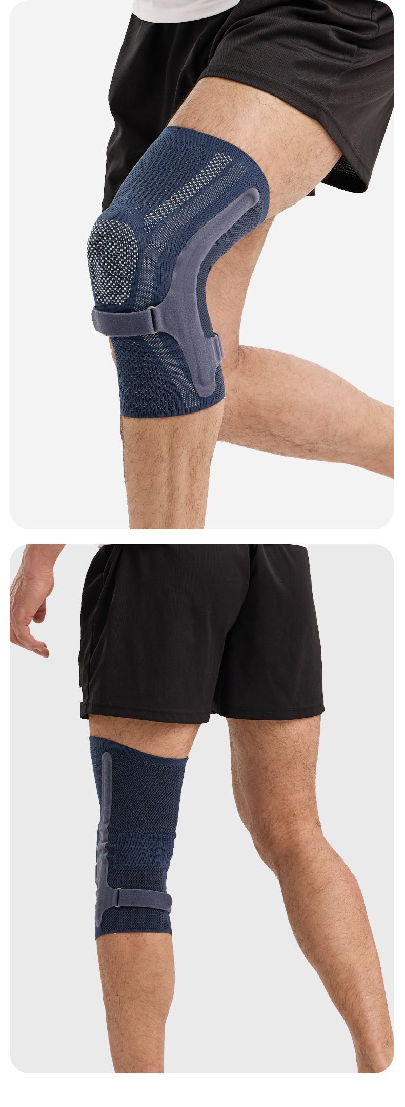 Ginocchiera con supporto a molla avanzato per lo sport – Manicotto a compressione con protezione dei legamenti – Basket, corsa, palestra ed escursionismo – Miscela di nylon e spandex_voghion.com