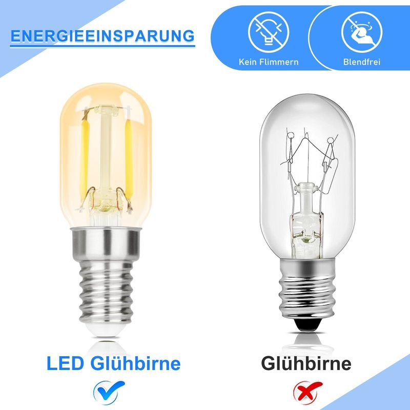 Glitzerlife 2er E14 LED Kaltweiß Glühbirne - T22 Vintage LED Lampen 2W Retro Edison Sockel Birne 6000K Kaltweiß Leuchtmittel Energiesparlampe Nicht dimmbar_voghion.com