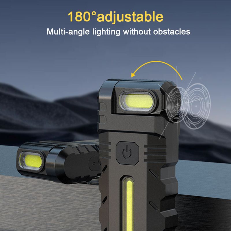 Magnetic LED Flashlight 180 Degree Rotating Head Mini Flashlight Waterproof Compact Magnet Work Light For Outdoor Emerge_voghion.com