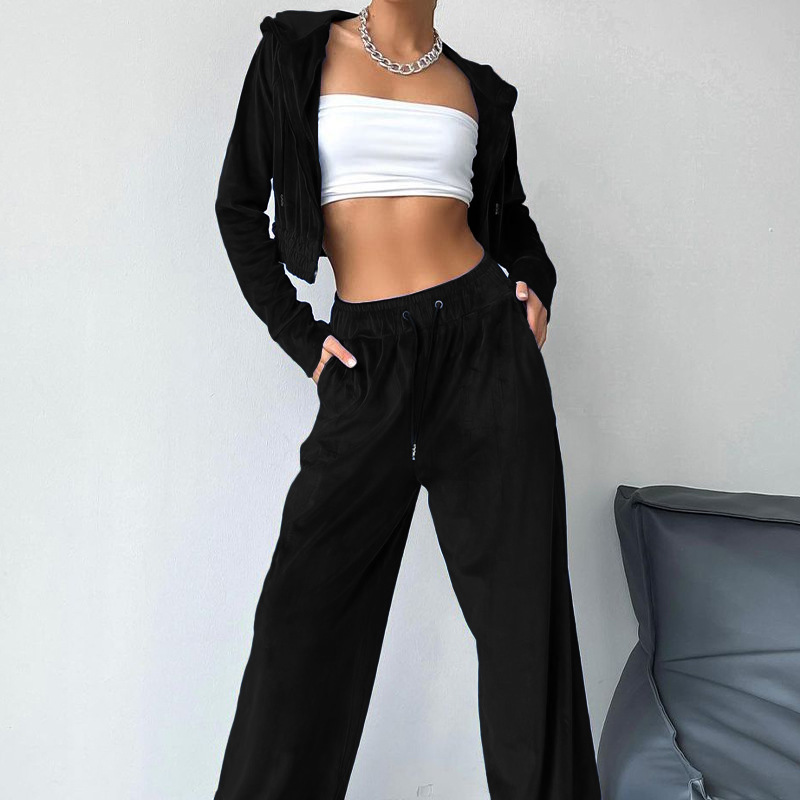 Pantaloni casual da donna con temperamento di colore puro a maniche lunghe_voghion.com