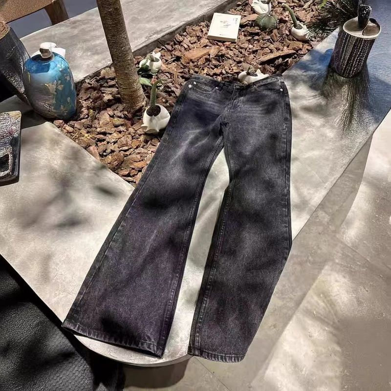 Herrenbekleidung Paris Bootcut Eisblau Schwarz Grau Natur gewaschen Schlaghose Jeans_voghion.com