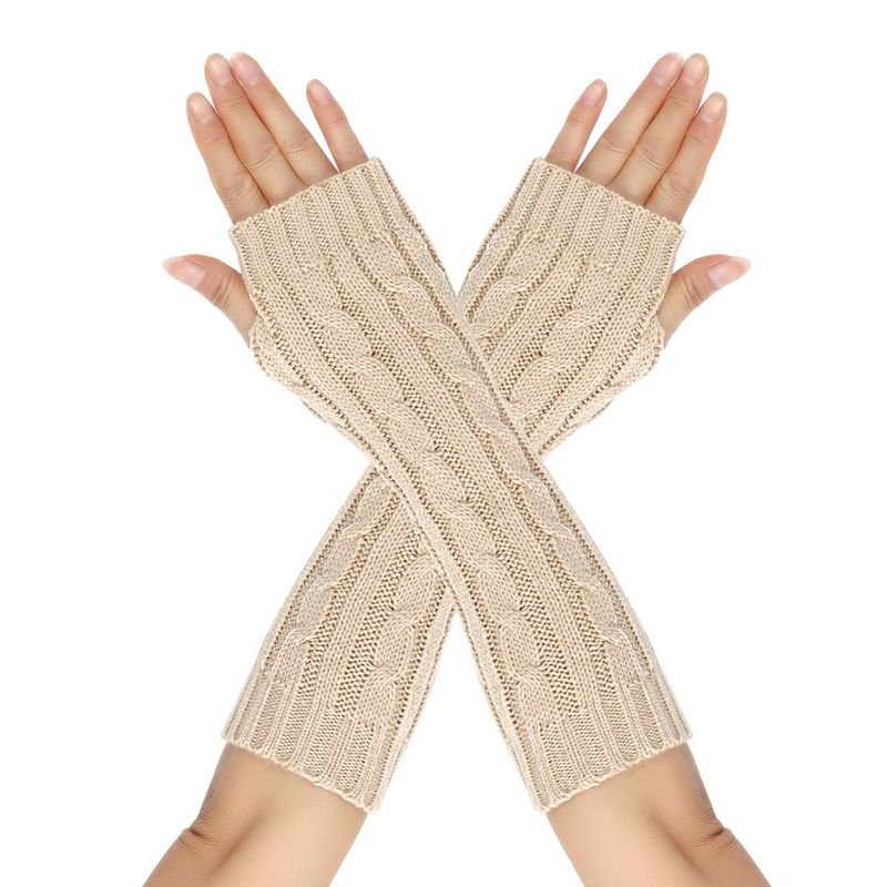 Unisex Twist 8-stellige Handschuhe Herren und Damen gleiche Wolle fingerlose Manschette gestrickt warm mittellang_voghion.com