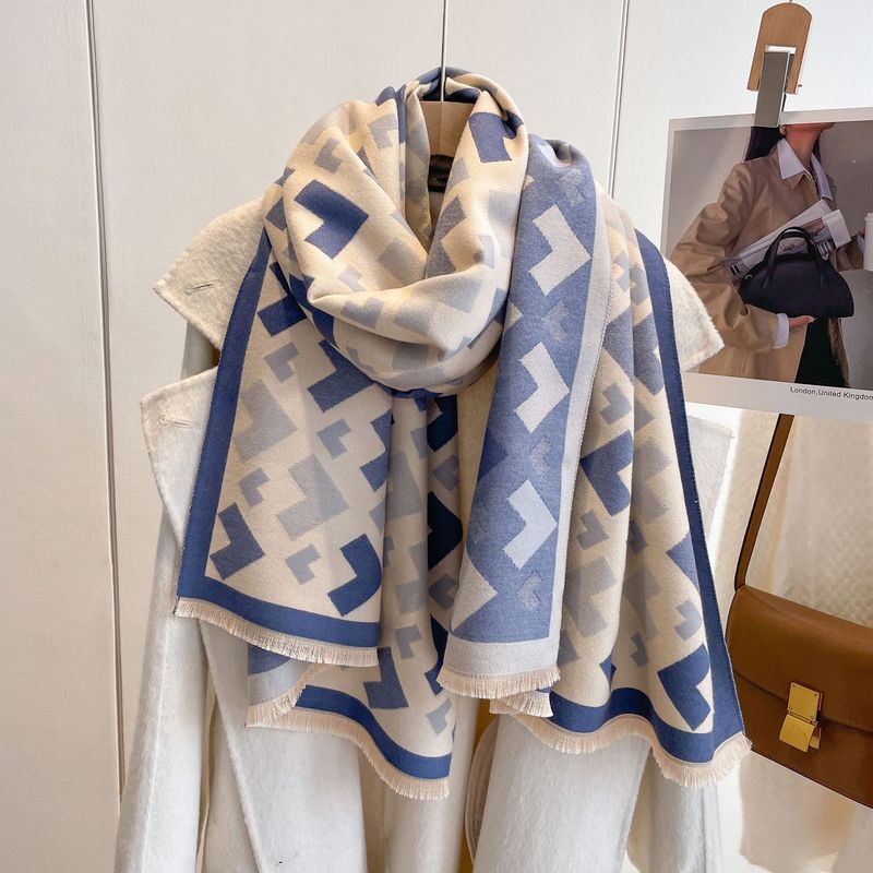 Summer New Geometric Cashmere Scarf Women's Shawl Cloak Fashion Ethnic Style Split Warm Tassel Blanket_voghion.com