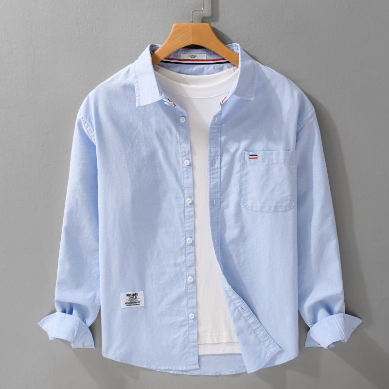 Camicia da uomo Oxford a maniche lunghe, primavera e autunno, alla moda, casual, ampia, versatile, fresca e sottile._voghion.com
