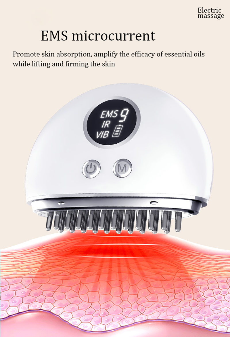 Mikrostroum Vibratioun EMS Kapp Entspanungsmassageapparat Guasha LED Mikrostroum Gesiicht Hals Kierper Haut Lifting R 70% Rabatt_voghion.com