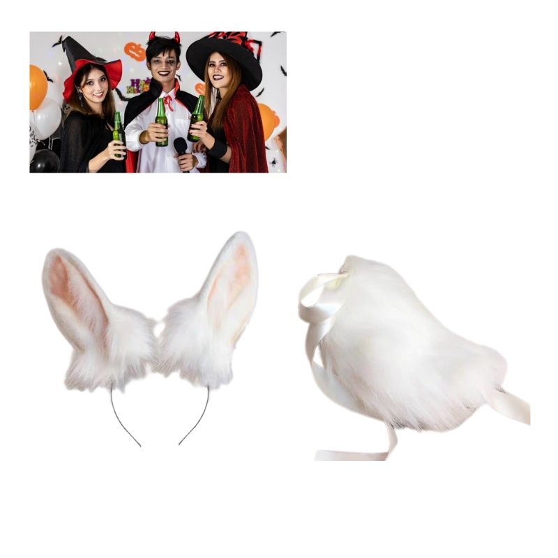 COSPLAY Ohren Tier Ohr Stirnband Kaninchen Karneval Handgemachte Pelzigen Party Kostüm Teufel Beast Großhandel_voghion.com