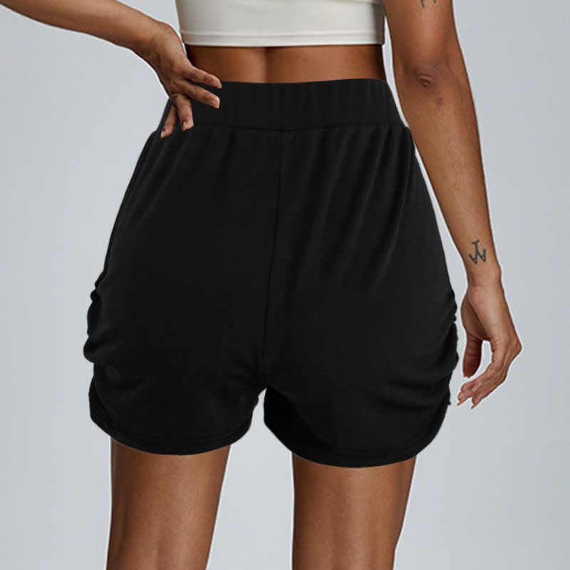 Short décontracté extensible minimaliste – Couleur unie avec poches sportives (S-2XL, noir et plus)_voghion.com