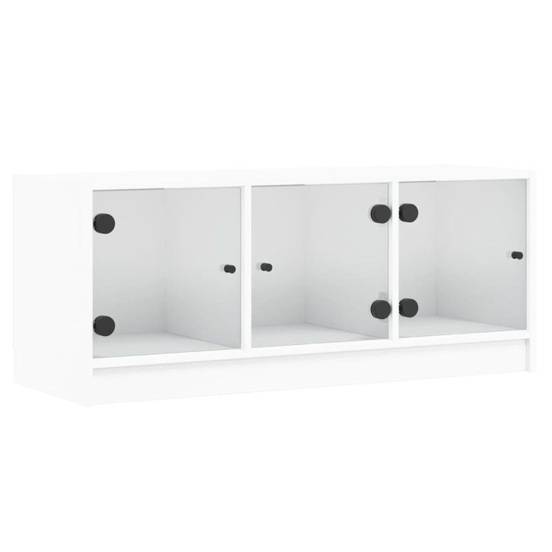 TV-Schrank Mit Glastüren Weiß 102x37x42 Cm_voghion.com