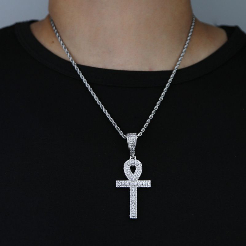 Colgante de cruz de oro y plata estilo punk, collar de joyería de hip hop_voghion.com
