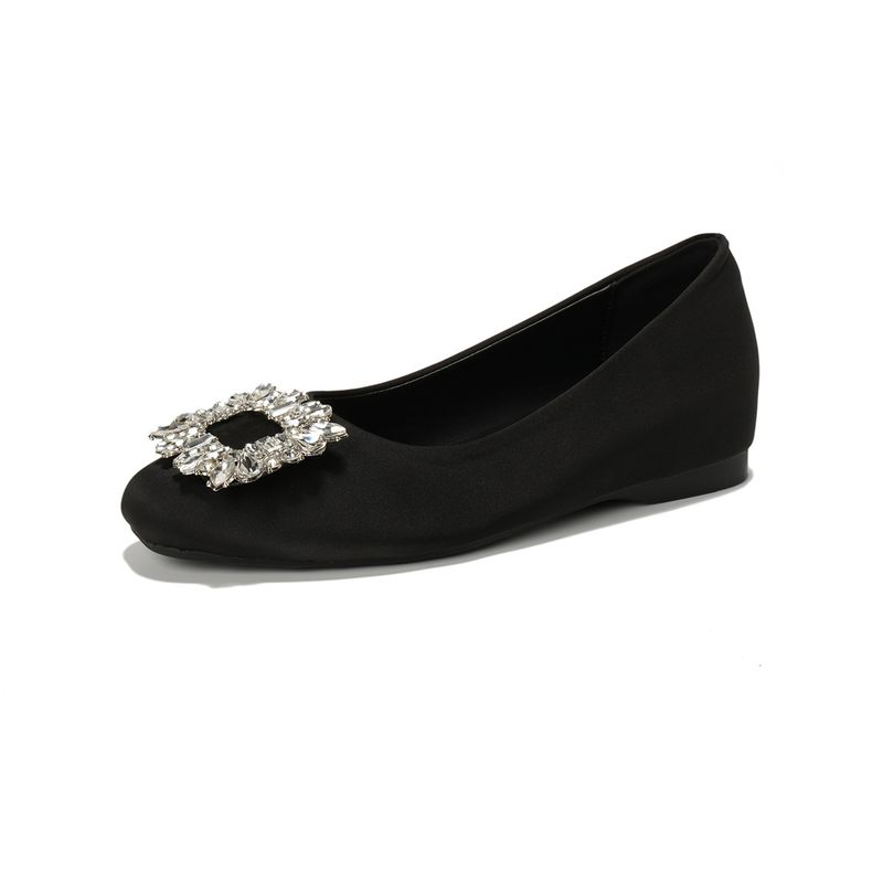 Scarpe singole francesi da donna con aumento dell'altezza interna, con gonna bassa e strass, scarpe da sposa con suola piatta_voghion.com
