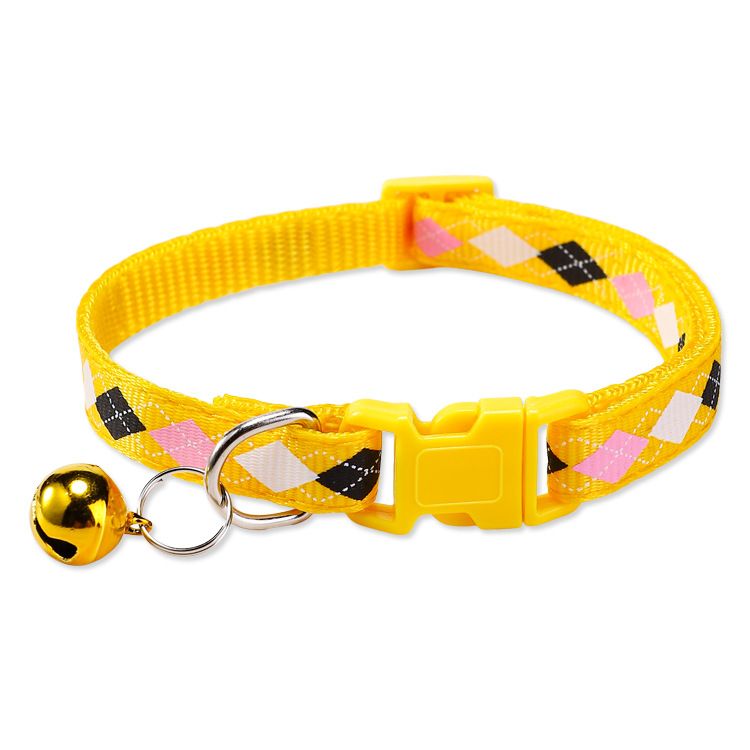 1.0 Plaid Patch Bell Pet Dog Collar In Stock Wholesale Cat_voghion.com
