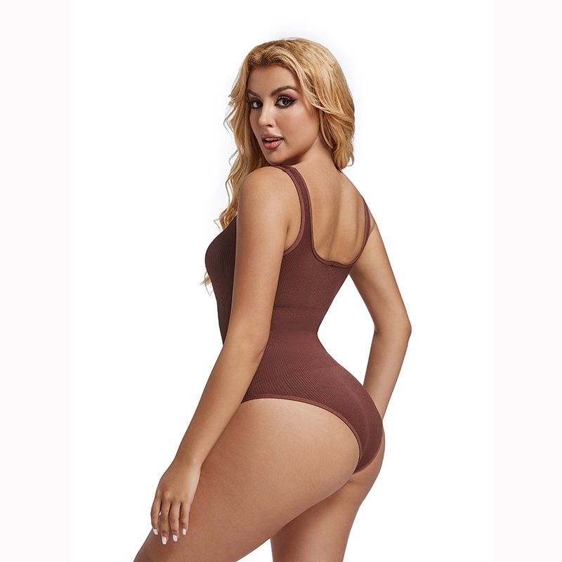 Tuta intima da donna senza cuciture, a coste, modellante, con scollo quadrato_voghion.com