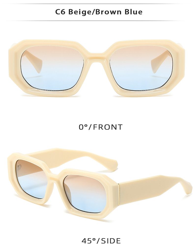 Herren-Sonnenbrillen, kleiner Rahmen, Sonnenbrillen für Männer und Frauen mit UV-Schutz, High-End-Beige, polygonal, Anti-Blaulicht_voghion.com