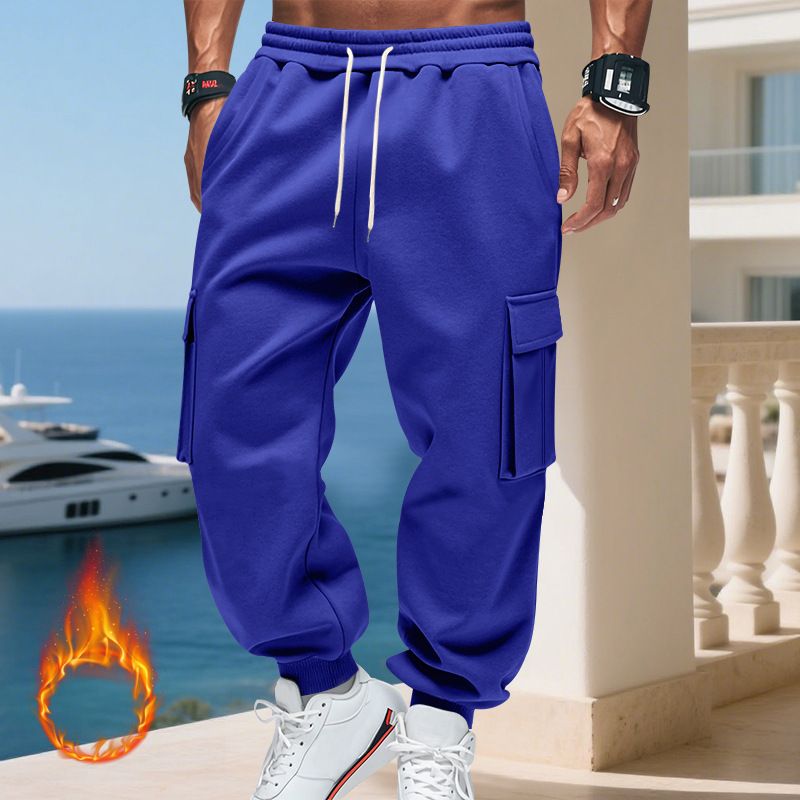 Pantaloni cargo da uomo foderati in pile - Jogger casual caldi invernali con tasche multiple, vestibilità ampia, vita elastica, comodi ed eleganti per l'uso quotidiano_voghion.com