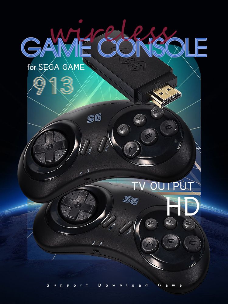 16bitová klasická MD Sega domácí HDMI HD TV konzole, bezdrátová dvojitá herní konzole_voghion.com