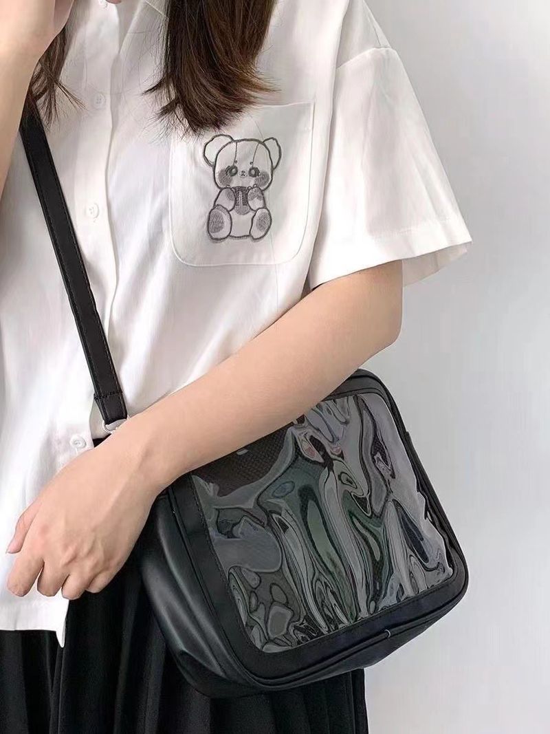 Borsa a tracolla semplice e versatile di grande capacità, design di nicchia trasparente Anime Pain del 2024, per le donne_voghion.com
