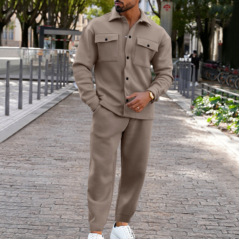 Herrenbekleidung Modische Jacke Herrenanzug Einreihiger, einfarbiger, schmal geschnittener zweiteiliger Anzug aus Wildleder für Männer_voghion.com