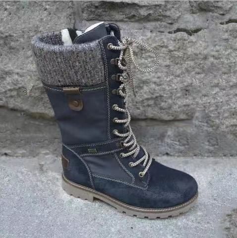 medium and low-cut  large size Martin boots for women in  new style square heel back strap  woolen women's boots_voghion.com