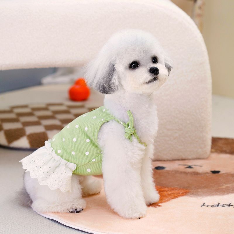 Köpek Giyim İlkbahar/Yaz Ayı Teddy Pet Prenses 24 Kore Nokta Askılı Etek_voghion.com