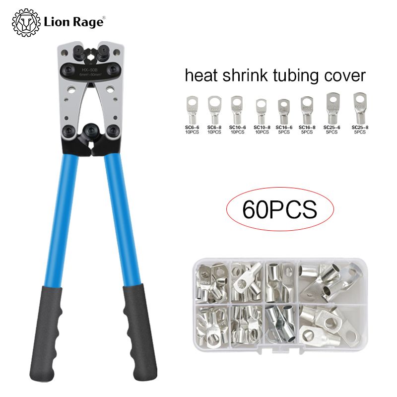 Portable Cable Manual Tool HX-50B Crimping 6-50mm²/ AWG 10-0 Ferrule Terminal Crimper Hexagonal Wiring Pliers_voghion.com