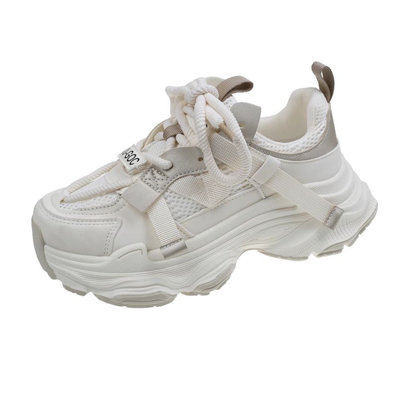 Net Face Dad Shoes, Thick Soled Sponge Cake, Spring 2025 New Versatile Small Height Casual Women's Shoes_voghion.com