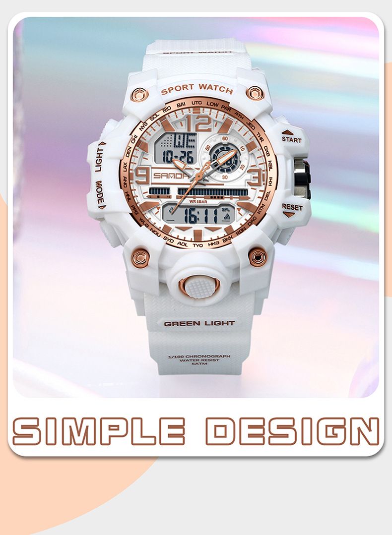 Stylish Unisex Digital Sports Watch With Dual Time, Alarm, Waterproof & LED Backlight - Perfect For Daily Wear, Workouts & Outdoor Adventures_voghion.com