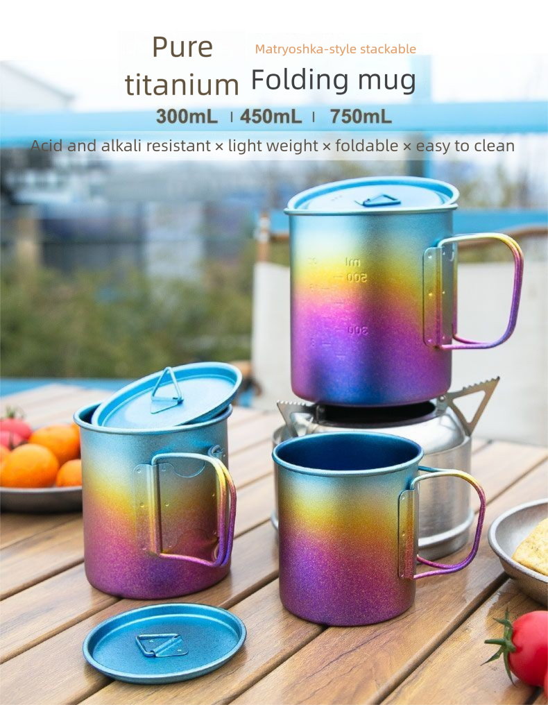 Tazza pieghevole in lega di titanio per tè e caffè portatile da campeggio all'aperto TiTo Pure Water_voghion.com