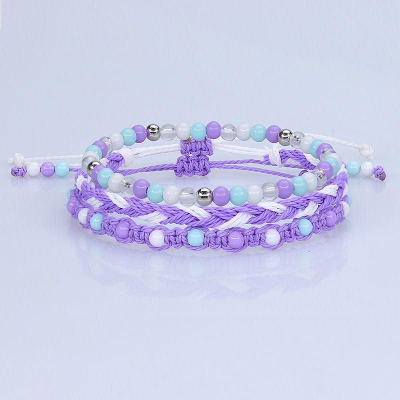 New Colorful Bead Bracelet Waterproof Hand Rope Wax Thread Braided Bracelet_voghion.com