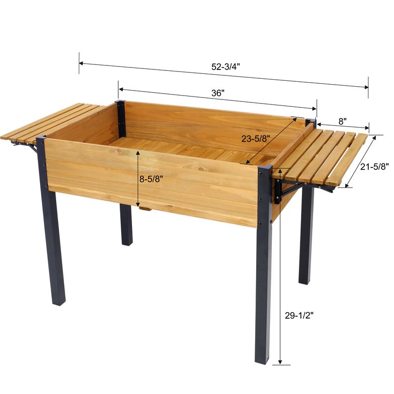 Raised Garden Bed, Metal Leg Wood Planter Boxes With Folding Storage Shelf,Elevated Planter Box For Growing Fresh Herbs, Vegetables, Flowers Great For Outdoor Patio, Deck, Balcony_voghion.com