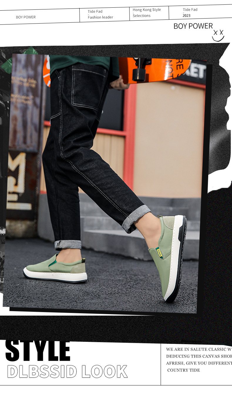 Canvas men's shoes spring breathable new men's trend with a slip-on loafers_voghion.com