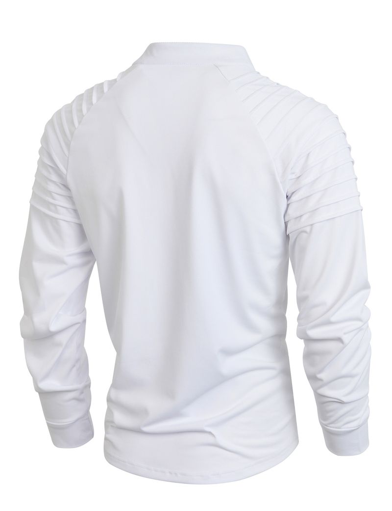 Men's Performance Stripe Zip-Neck T-Shirt – Moisture-Wicking Long Sleeve Workout Top For Gym & Streetwear_voghion.com