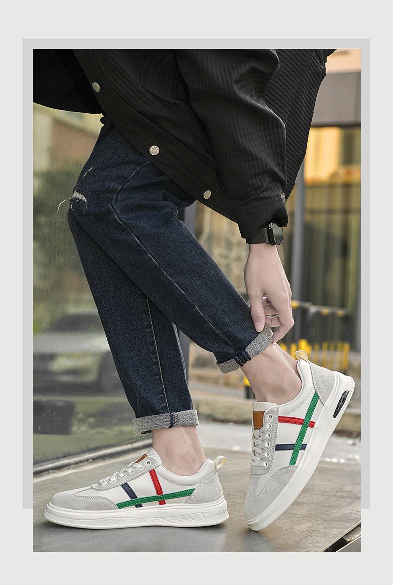 Zapatos deportivos casuales de piel para hombre, de punta redonda, estilo beatoria, para estudiantes, para correr, blancos para niños._voghion.com