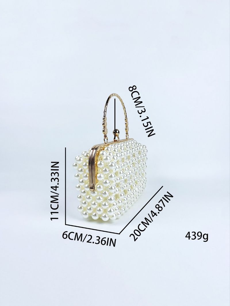 Fransız Tarzı İnci Moda Kore Versiyonu El Dokuma Peri Kızı Elde Taşınabilir Akşam Çantası_voghion.com