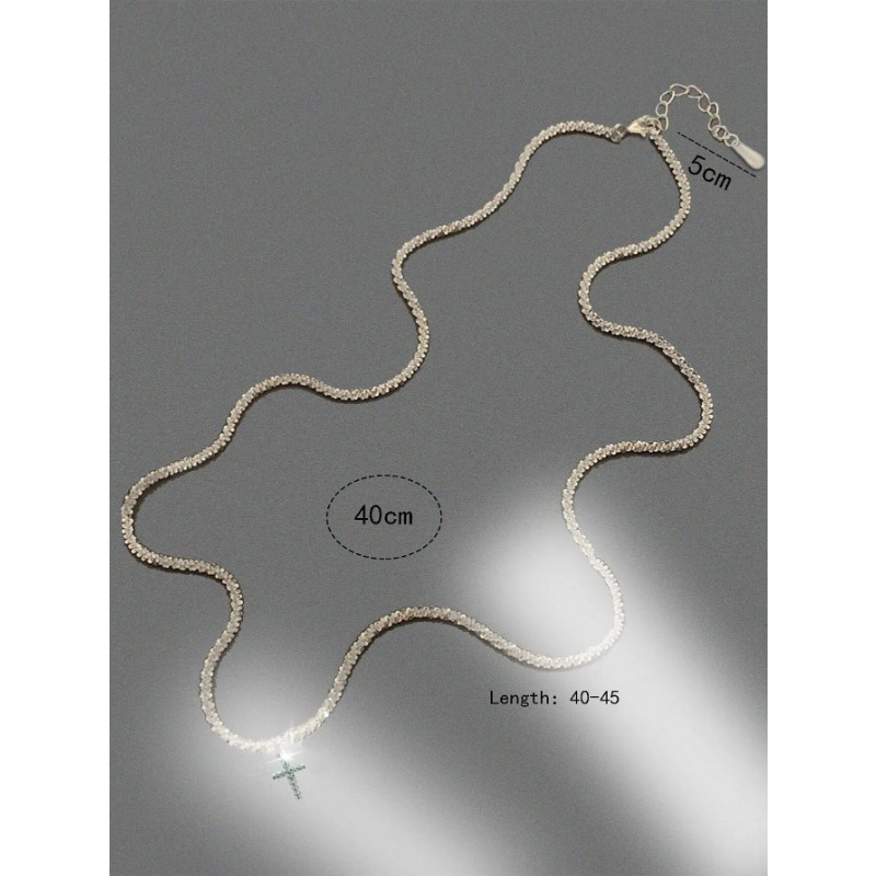 1 stk. Simple Blomkålskæde Mousserende Krydskravekæde Fuld Stjernekrave Choker Halskæde_voghion.com