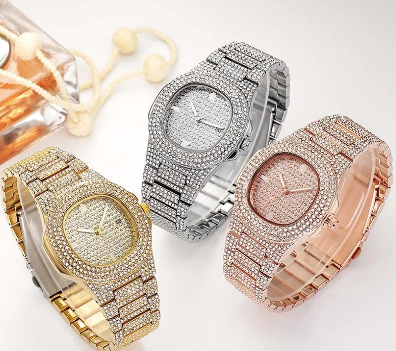 Orologi HIP HOP in oro al quarzo con diamanti ghiacciati di marca con orologio relogio in acciaio inossidabile Micropave CZ_voghion.com