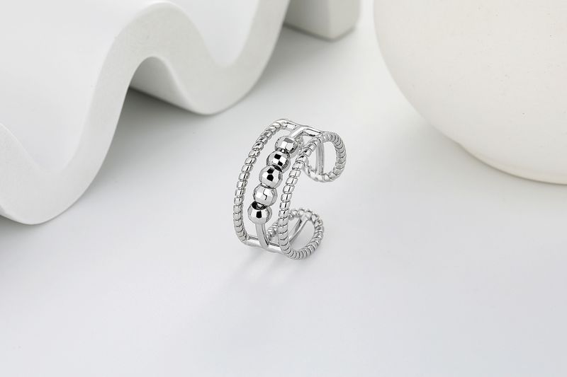 Verstellbarer Glücksperlenring aus Sterlingsilber für Damen im Ins-Stil, angstlösender Modering für den täglichen Gebrauch_voghion.com
