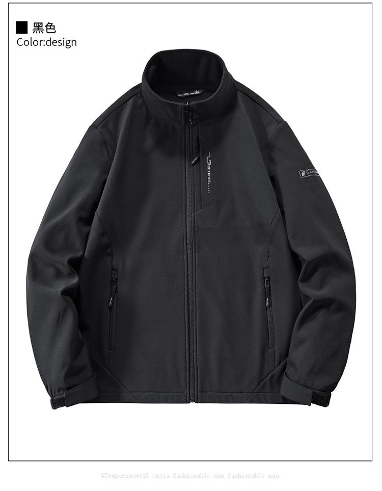 Wendbare Fleecejacke für Herren – Softshell-Windjacke für Outdoor-Wanderungen, Wintersport und Freizeitkleidung (Schwarz, Marineblau, Armeegrün)_voghion.com