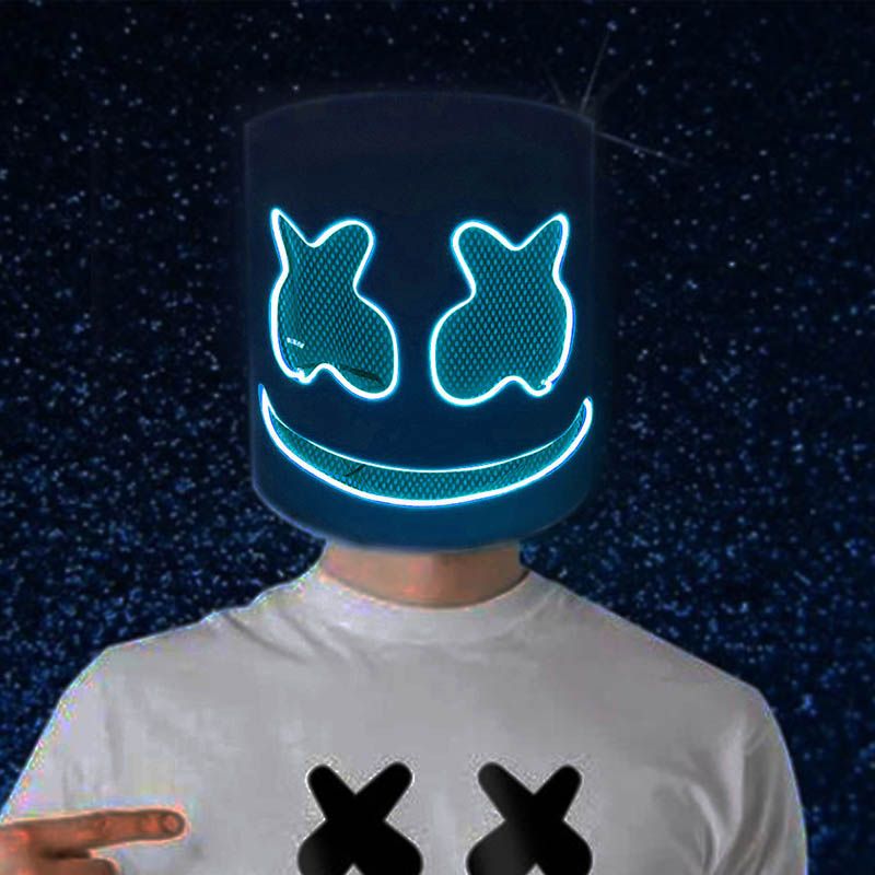 LED Marshmallow Cos Mask For Dance DJ Party Decoration Show Props Masquerade Birthday Party Mask With Gloves Cool Dexoration_voghion.com