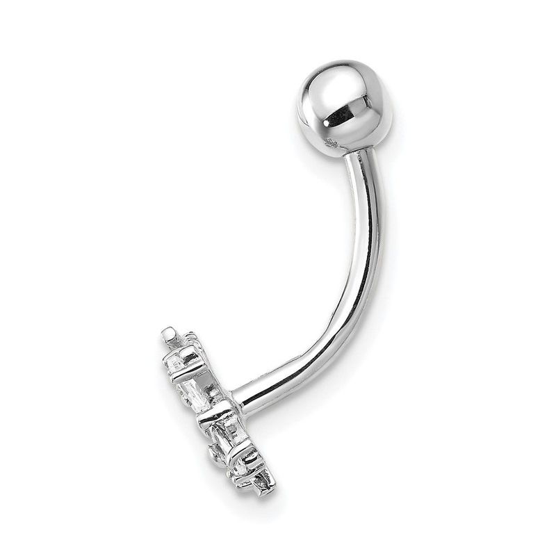 10k White Gold W/Cz Butterfly Belly Dangle_voghion.com