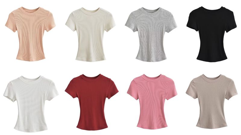 Spring New Women's Round Neck Pullover Slim Fit T-shirt Top C76179_voghion.com