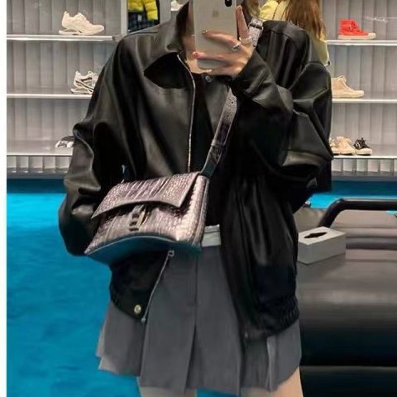 Manteau court de style américain pour femme, nouvelle veste polyvalente en cuir PU haut de gamme, tendance printemps-automne 2025_voghion.com