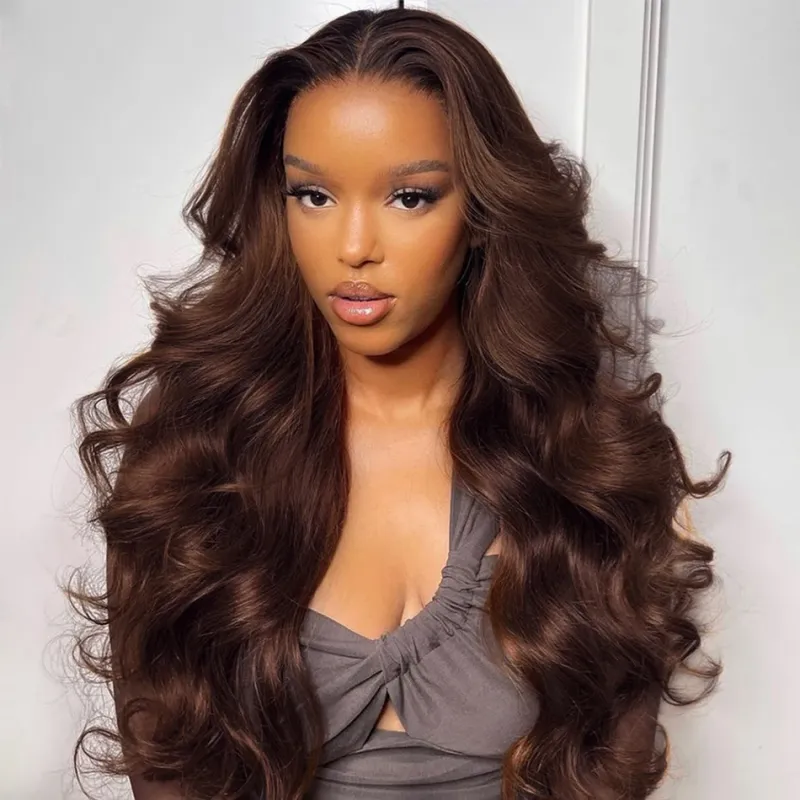 Schokoladenbraune Lace Front Perücken Echthaar Damen Body Wave 13x4 13x6 HD Glueless Lace Frontal Perücke 4x4 Verschluss_voghion.com